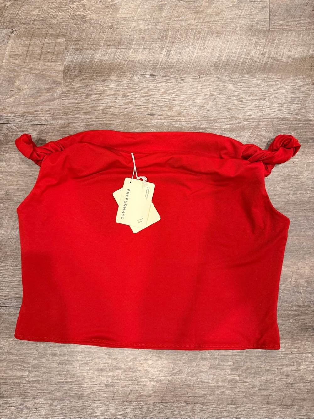 Peppermayo Solace Soul Twist Shoulder Top Red Off Shoulder Cropped NWT Sz US 18 - Picture 4 of 9